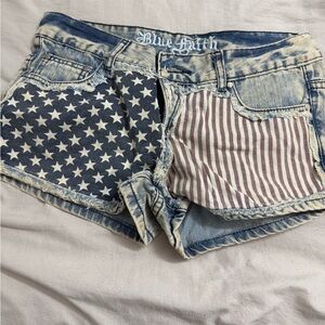 Women's Denim Shorts - Blue and Red